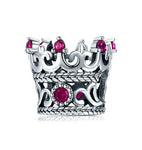 Berloque Prata 925 Coroa Rainha com Zirconia rosa